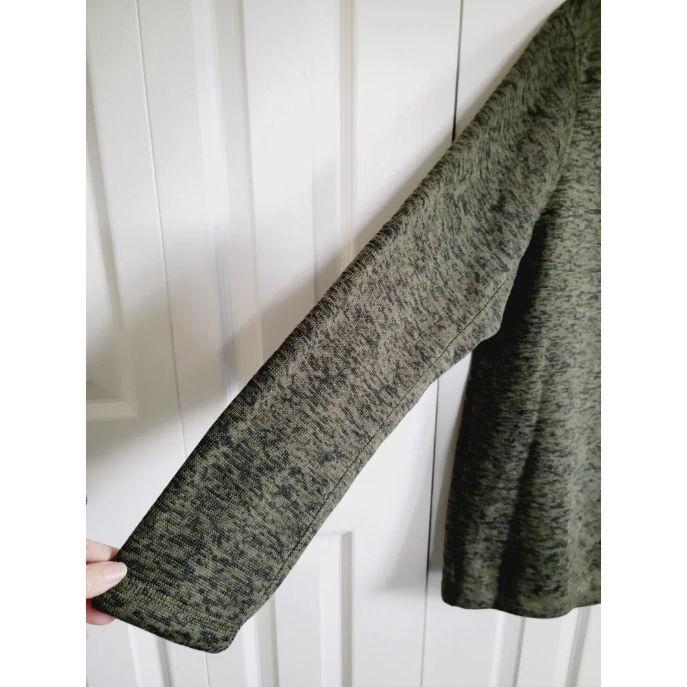Lands End Mens XL Quarter Zip Fleece Pullover Sweater Olive‎ Green Heather